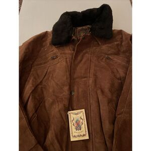 De Rosa Faux Leather Brow Jacket With‎ Faux Fur Collar